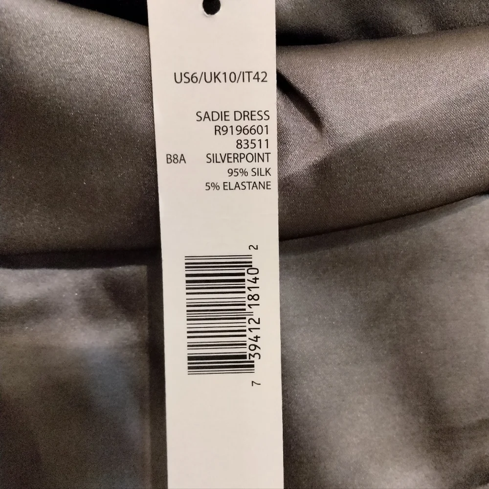 Sadie silver silk midi dress semi formal size 6 by Elie Tahari - Picture 4 of 10